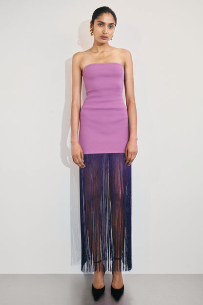 Koah Robe Maxi Tricot à Franges et Emmanchures - Violette
