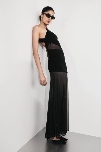Robe Maxi en Maille Perforée Vashti - Noire