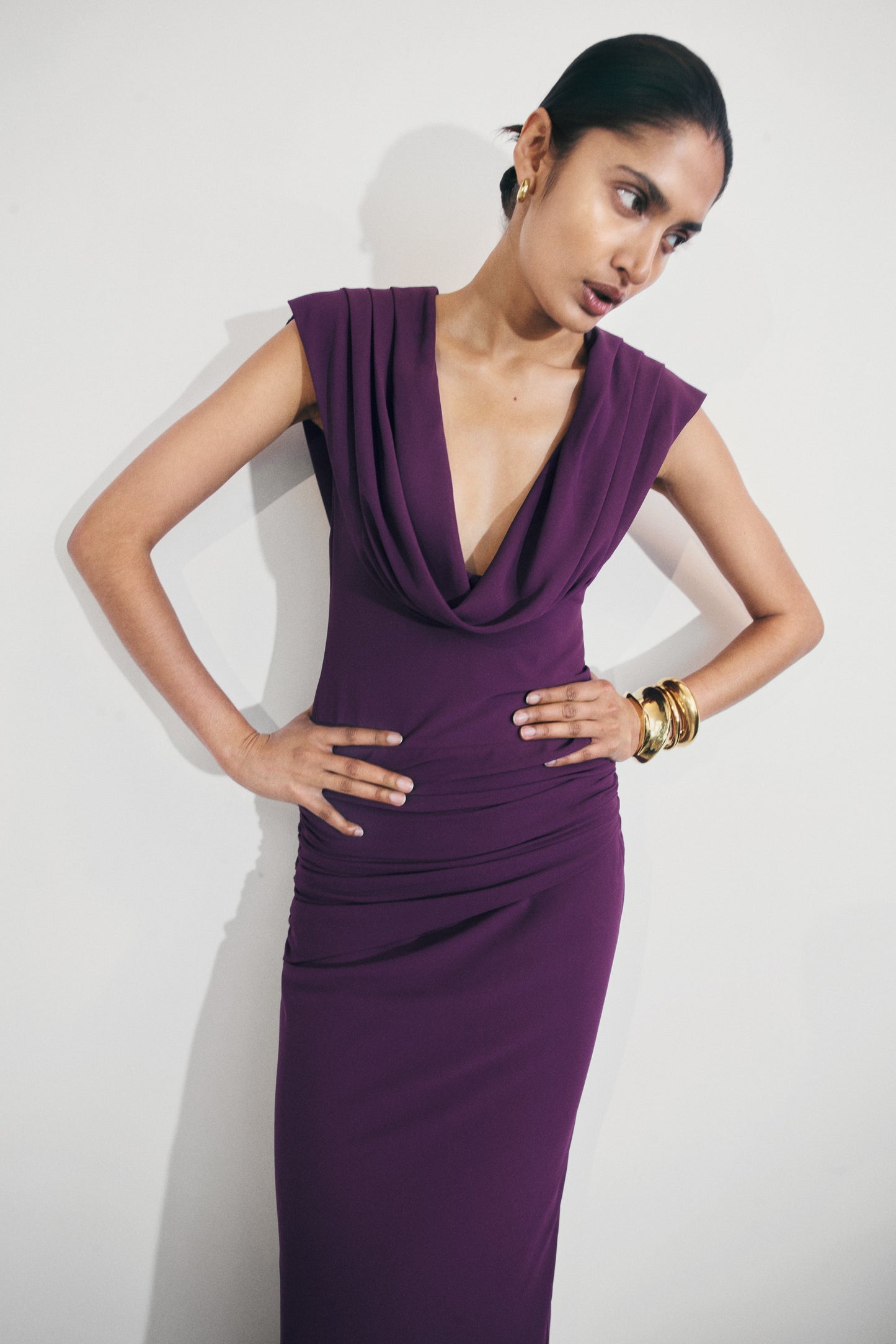 Robe Maxi Giulia en Chiffon à Drapé - Violette