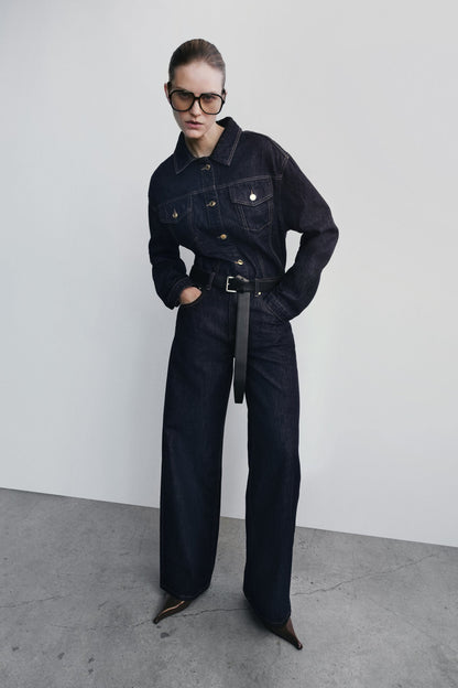 Jeans en jean Mannon taille mi-haute - Bleu indigo délavé