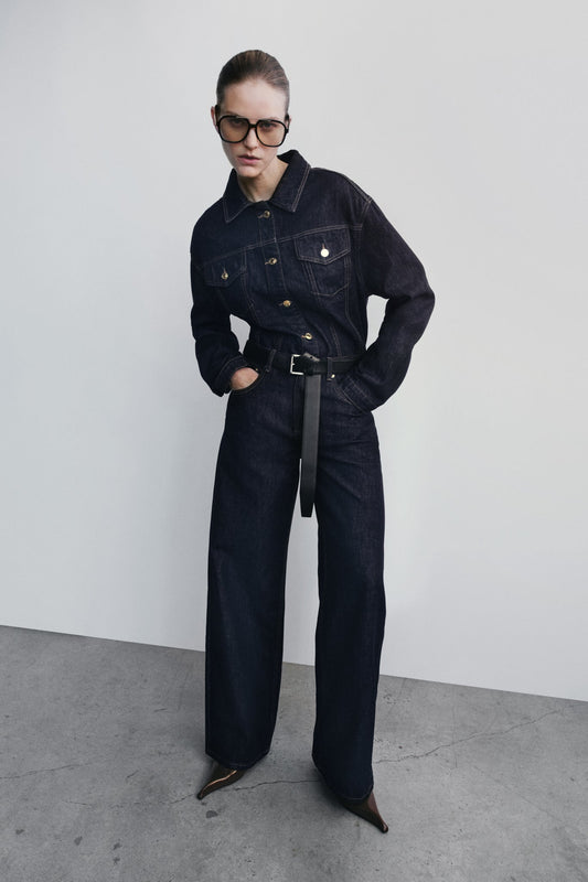 Jeans en jean Mannon taille mi-haute - Bleu indigo délavé