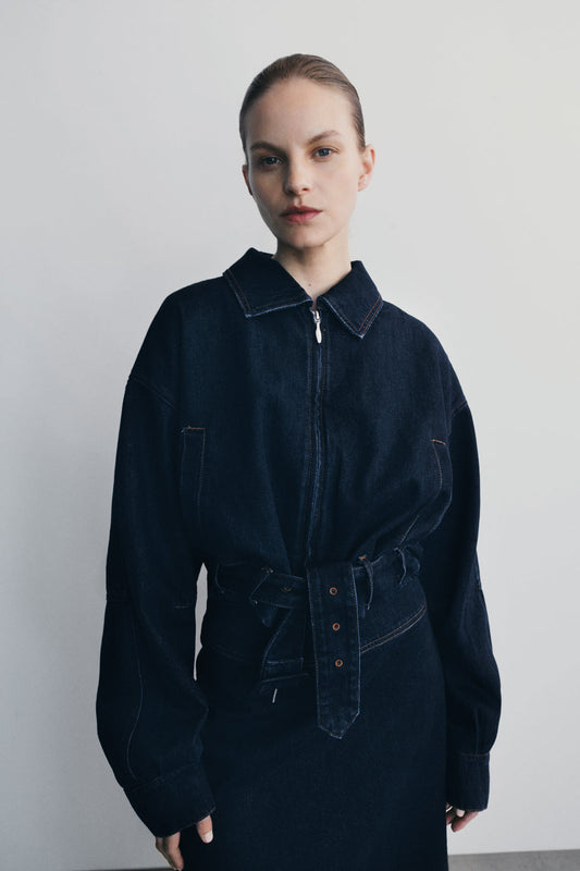 Veste en jean courte Fallon - Bleu indigo