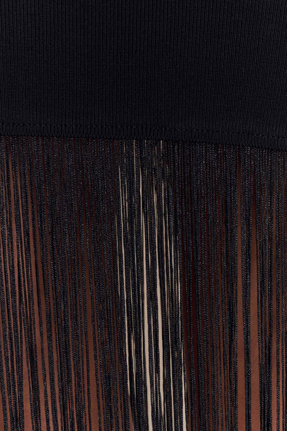 Robe maxi en jersey côtelé à franges Koah - Noir