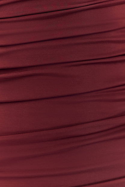 Robe longue à manches longues et décolleté plongeant Hayden - Vin rouge