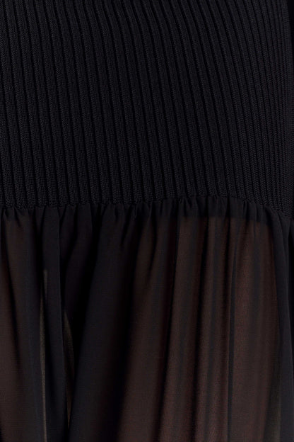 Haille Robe Maxi en Chiffon Tricoté - Noir