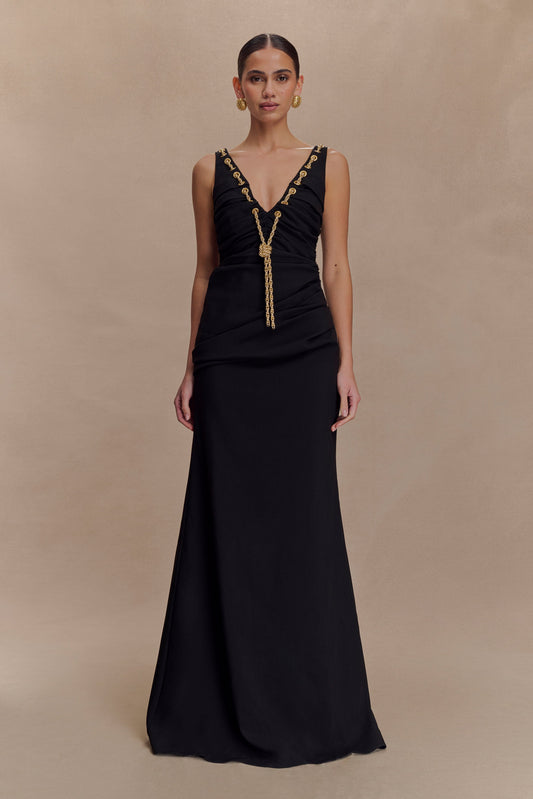 Robe Maxi Axton à Décolleté Bas - Noir