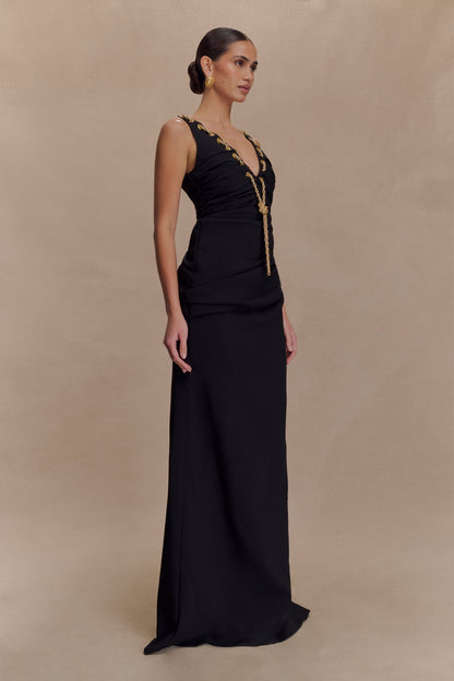 Robe Maxi Axton à Décolleté Bas - Noir