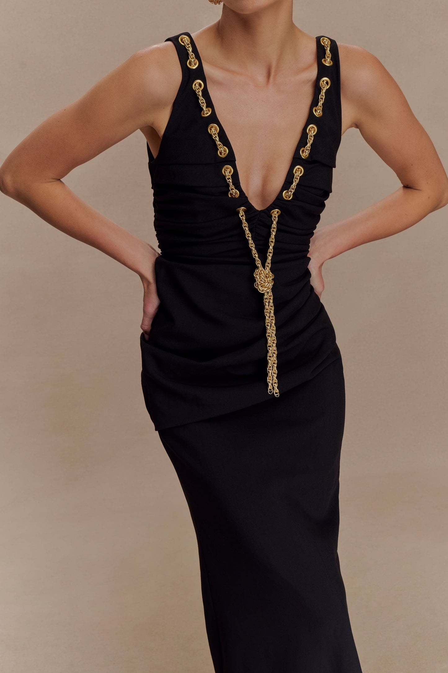 Robe Maxi Axton à Décolleté Bas - Noir