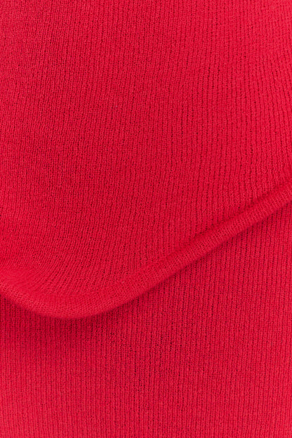 Robe Maxi Caprice en Tricot à Décolleté Croisé - Rouge