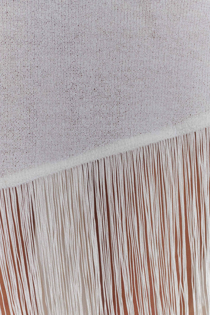 Mini-robe en tricot à franges et épaules dénudées Kayden - Ivoire