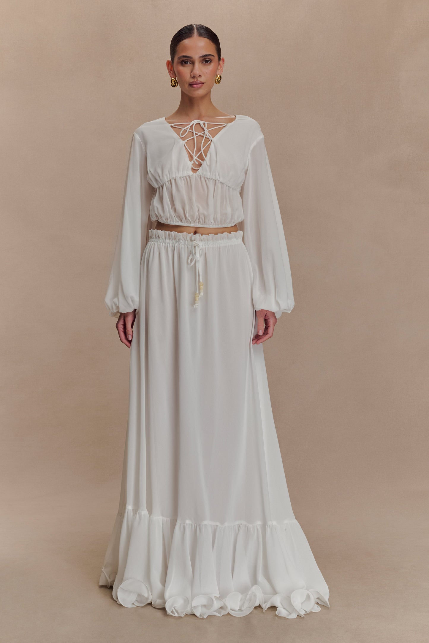 Jupe Maxi en Chiffon Carlie - Ivoire