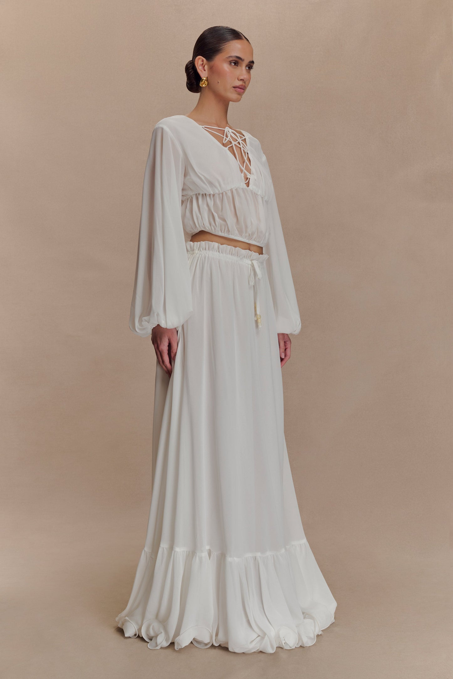 Jupe Maxi en Chiffon Carlie - Ivoire