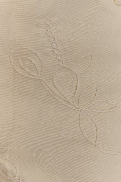 Corset en jean brodé ébène - Crème