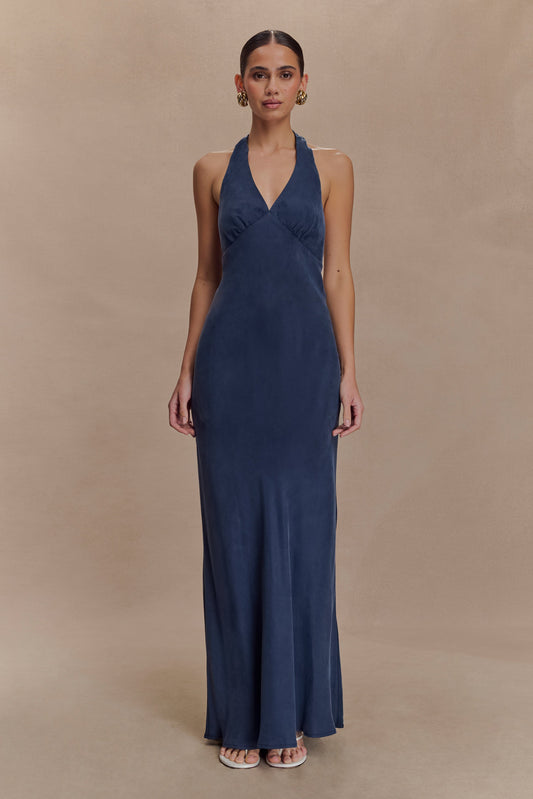 Robe Maxi Halter Louisiana - Bleu Marine