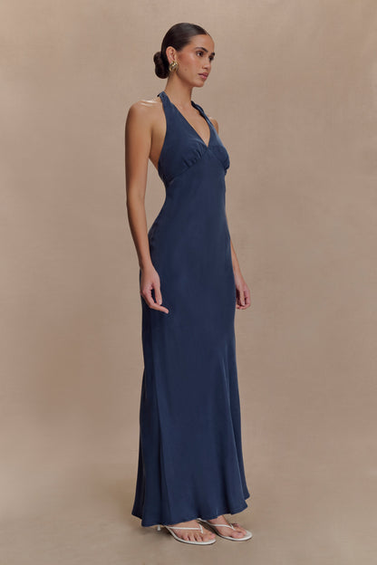 Robe Maxi Halter Louisiana - Bleu Marine