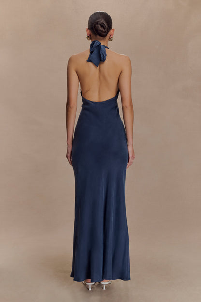 Robe Maxi Halter Louisiana - Bleu Marine