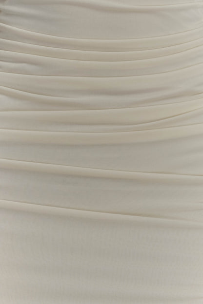 Robe longue maxi à manches longues et décolleté plongeant Hayden - Ivoire