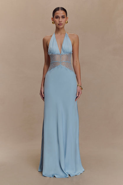 Robe Maxi en Dentelle et Satin Dinah - Bleu Bleu Roi