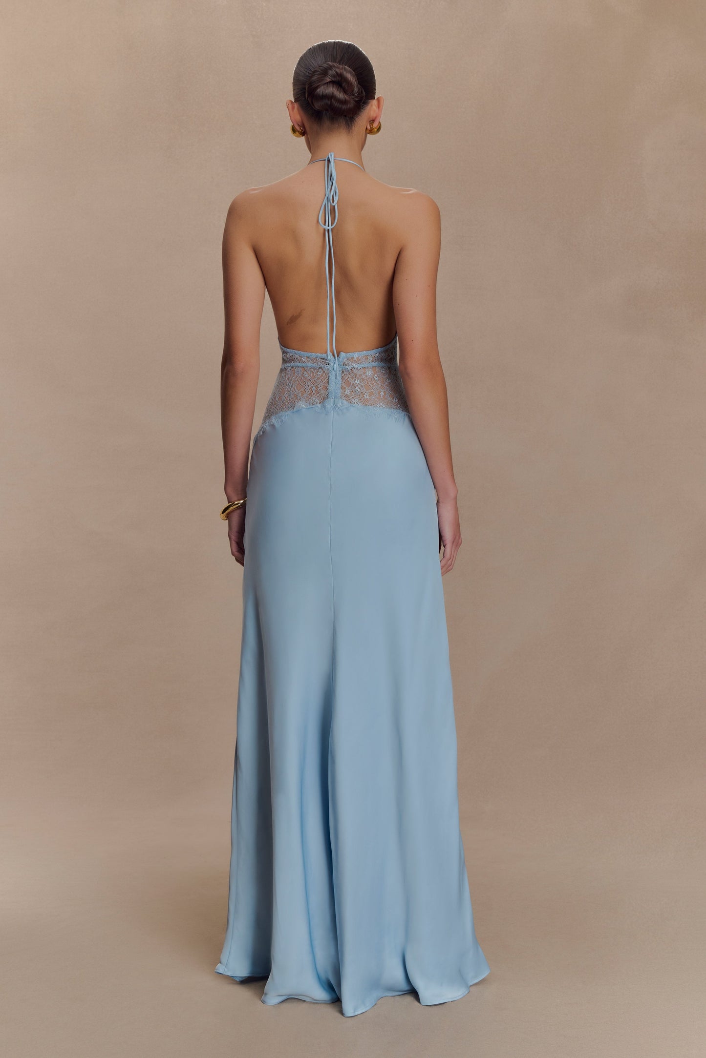 Robe Maxi en Dentelle et Satin Dinah - Bleu Bleu Roi