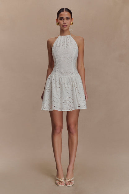 Mini-robe Carlina brodée - Blanche