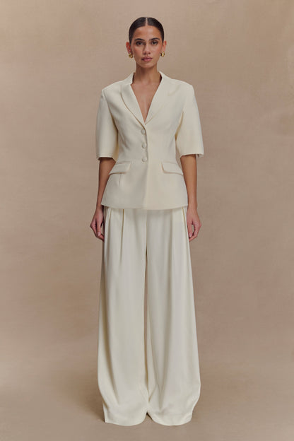 Top tailleur à manches bouffantes Opal - Ivoire