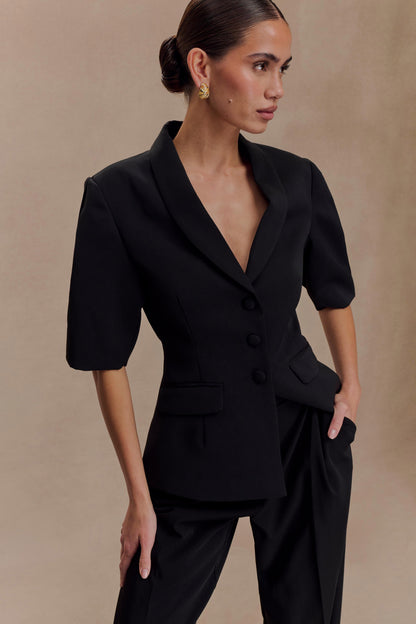 Top tailleur à manches bouffantes Opal - Noir