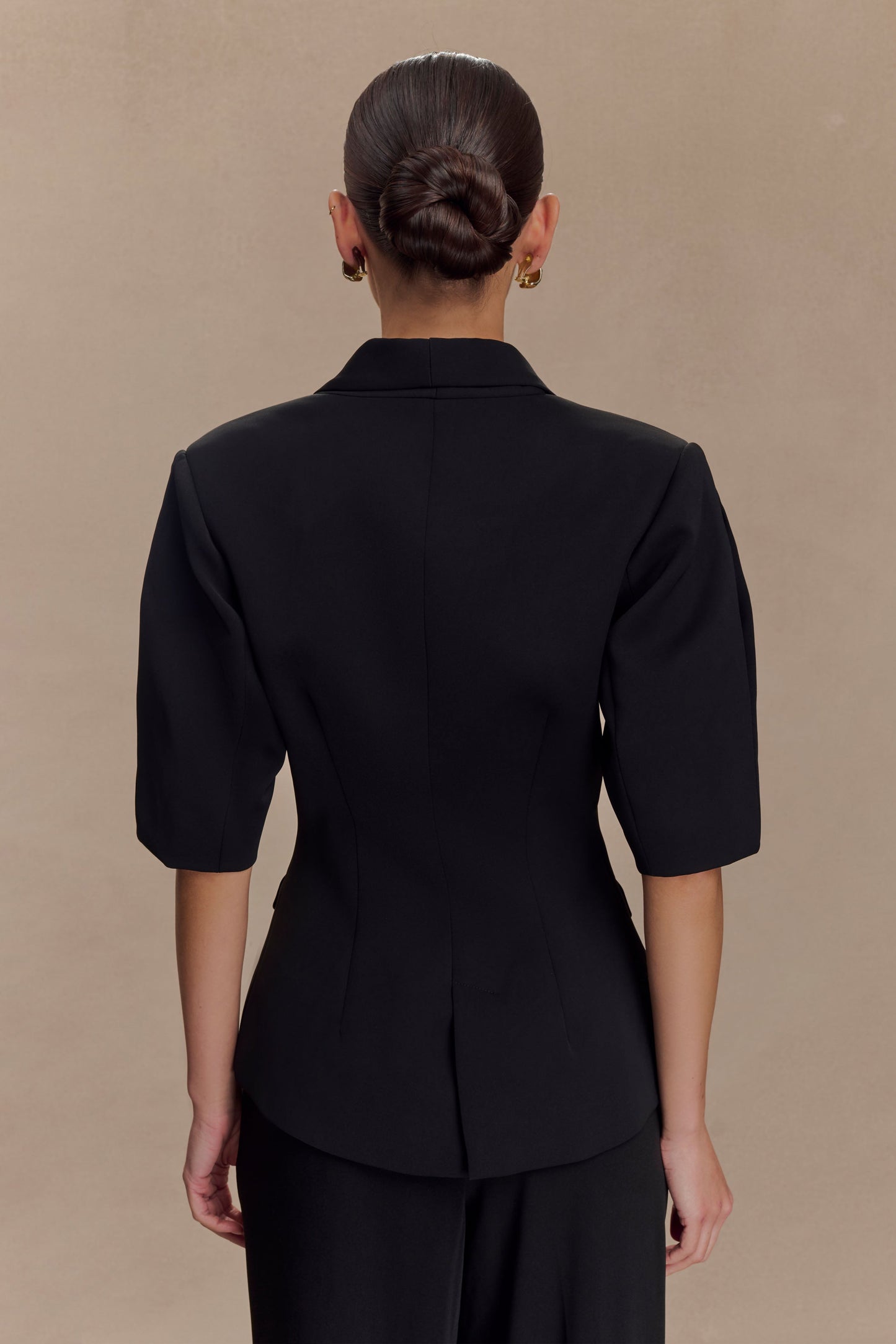 Top tailleur à manches bouffantes Opal - Noir