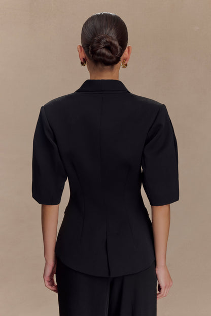 Top tailleur à manches bouffantes Opal - Noir