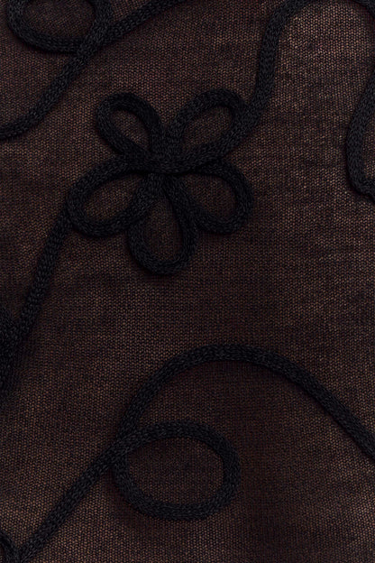 Top en tricot à manches longues brodé Omari - Noir