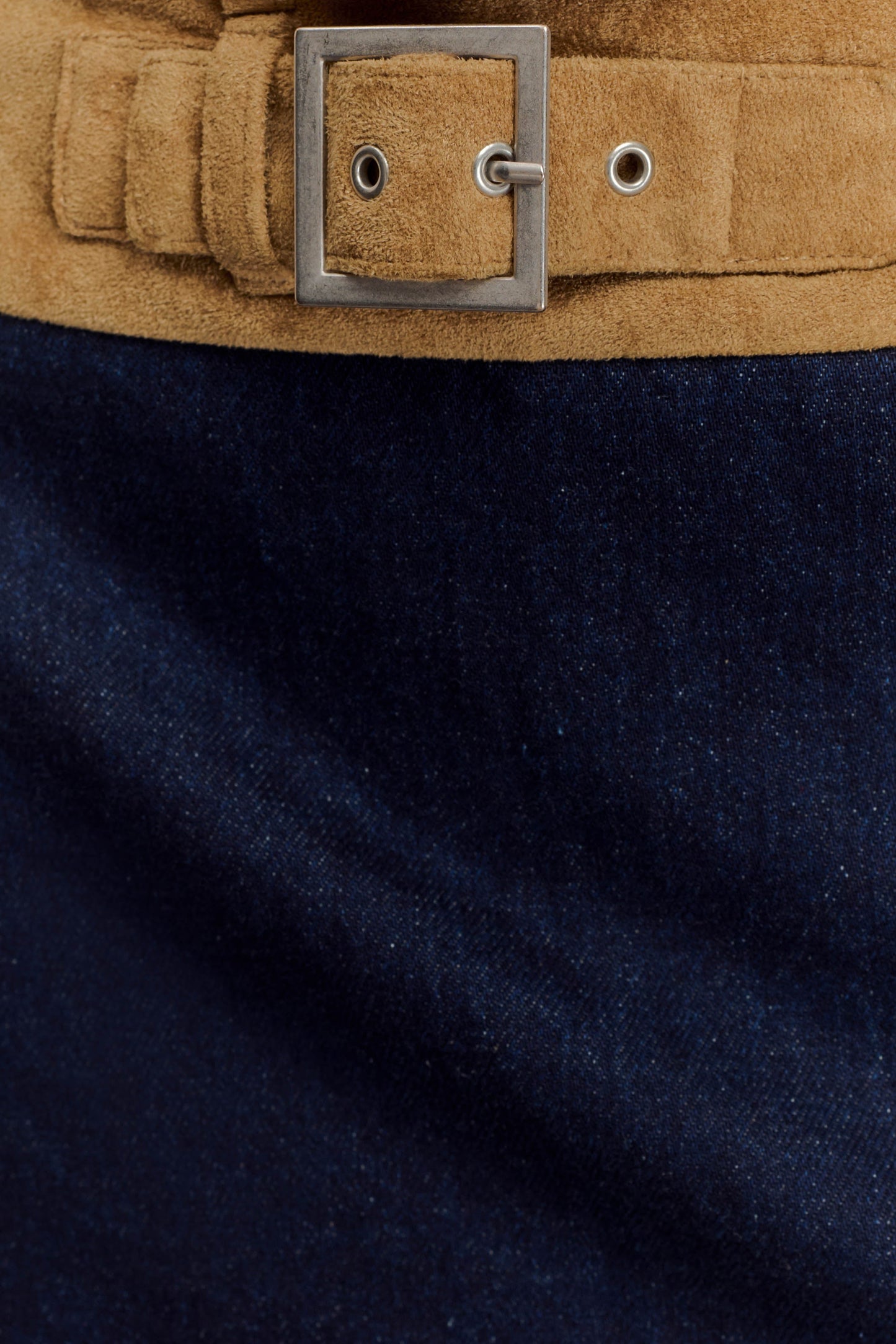Jupe mini en jean à ceinture et effet daim de Miranda - Bleu indigo