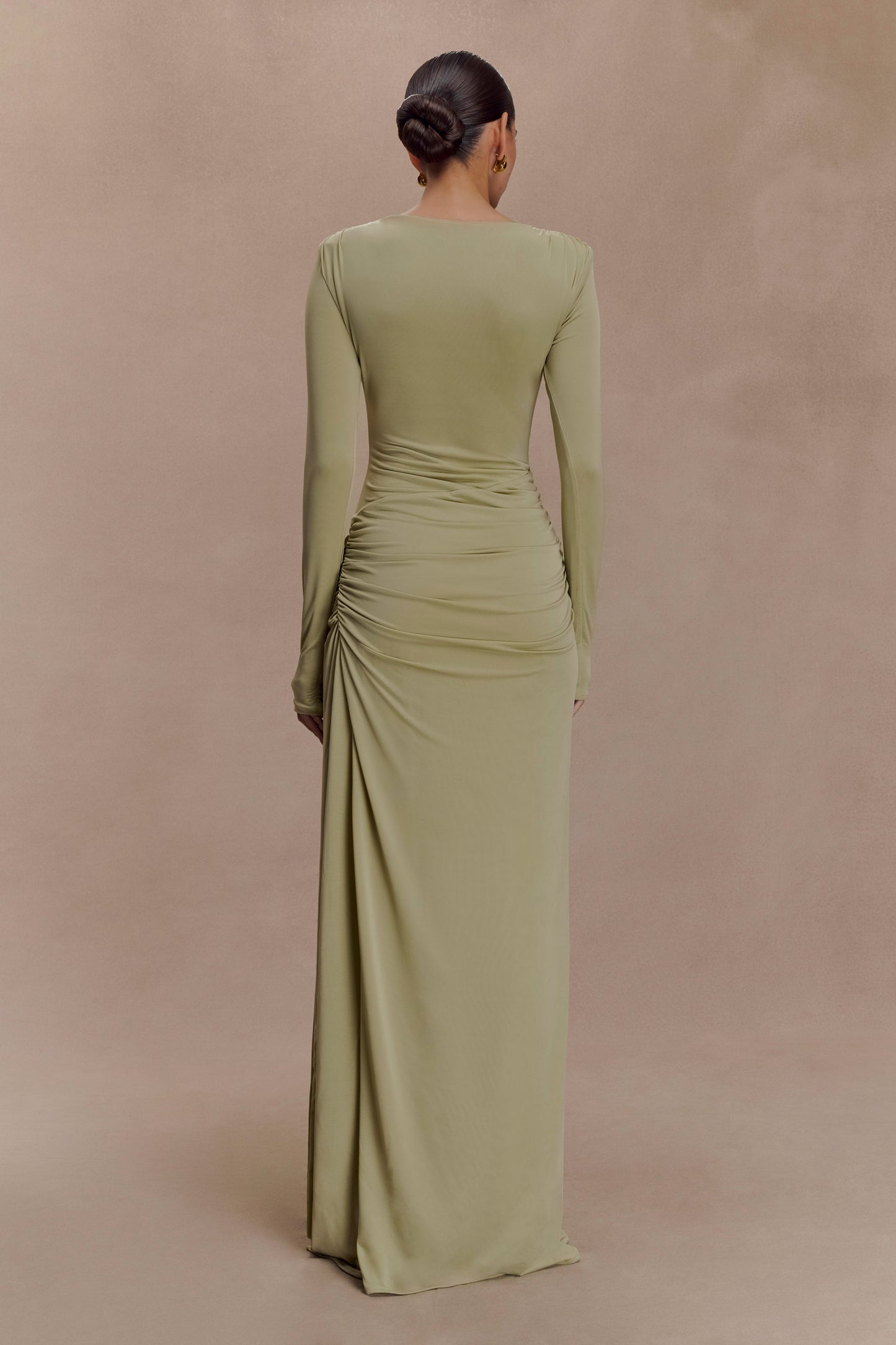 Deanna Robe Maxi à Manches Longues et Plissée - SAGE