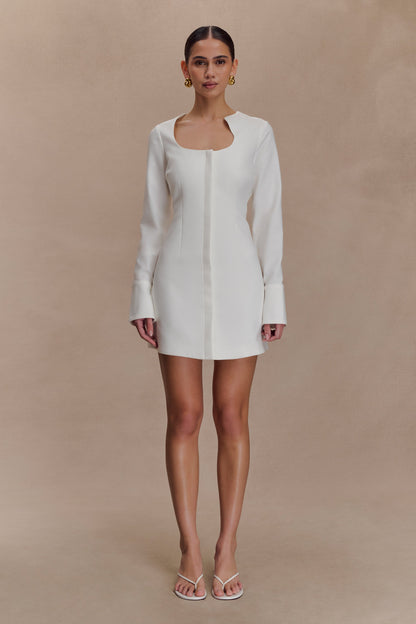 Robe chemise en coton Carina à peplum - Blanc