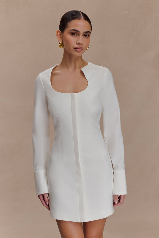 Robe chemise en coton Carina à peplum - Blanc