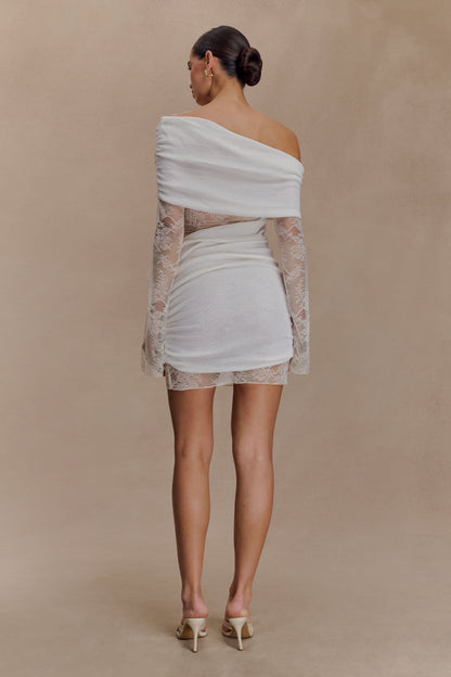 Mini-robe en tricot dentelé Luxie - Ivoire
