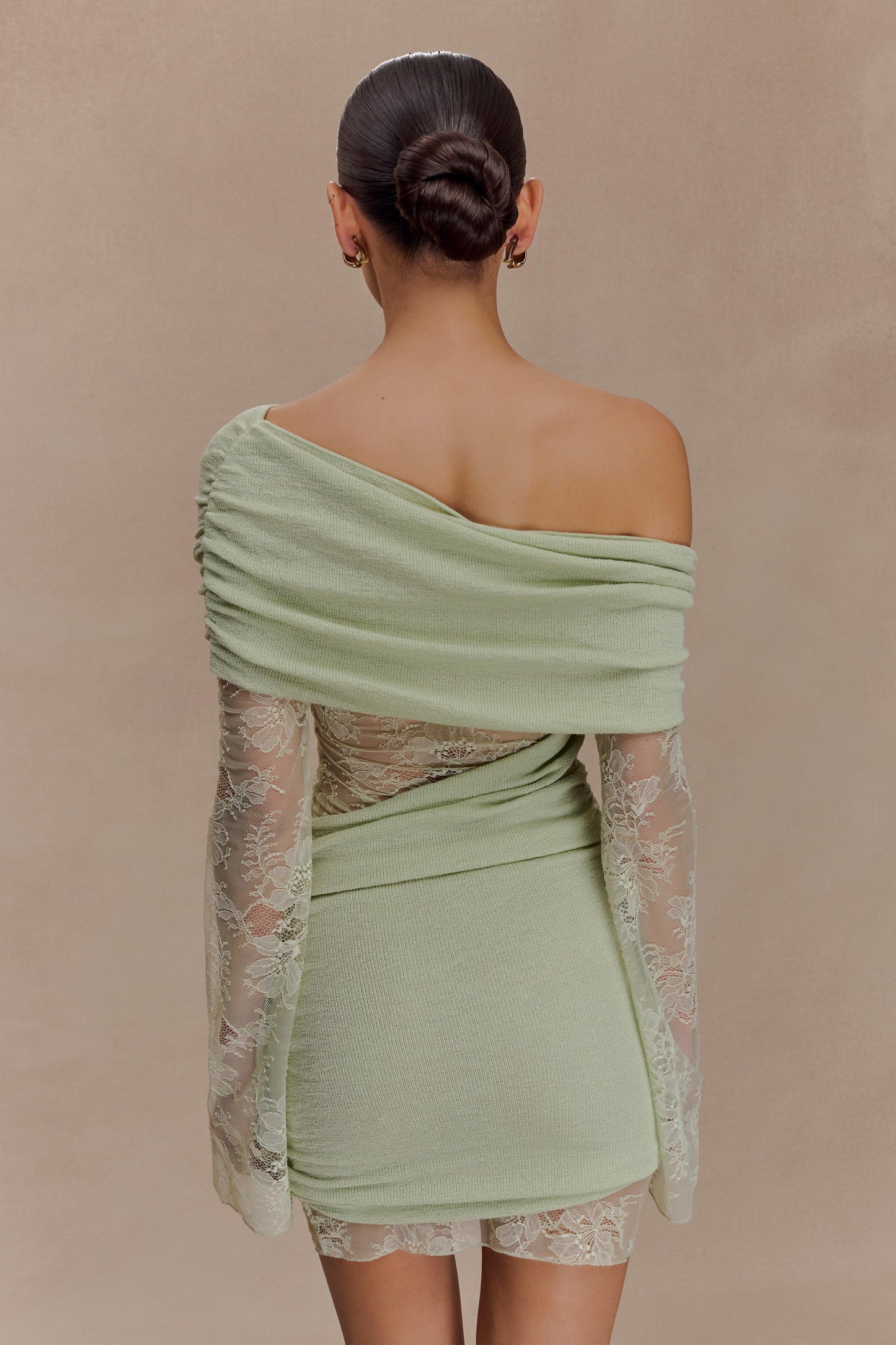Mini-robe en jersey à volants Luxie - Vert pastel
