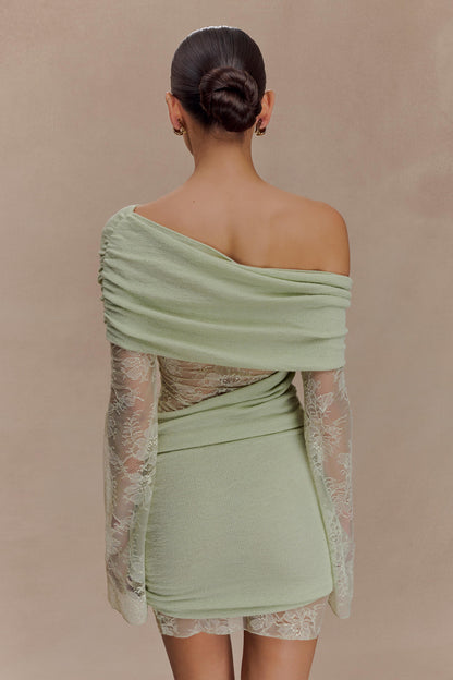 Mini-robe en jersey à volants Luxie - Vert pastel