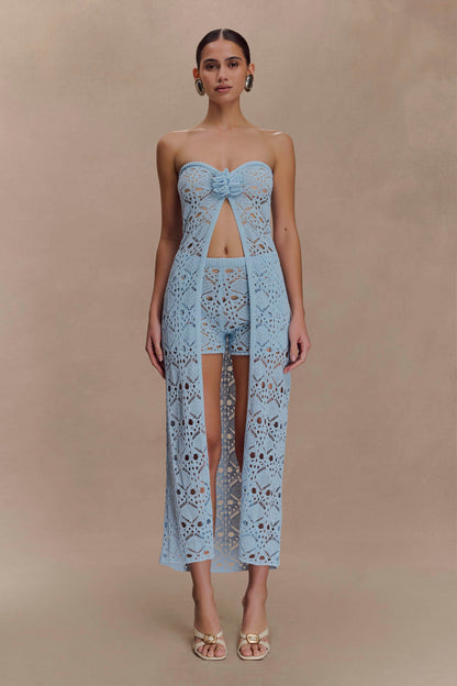 Shorts en Tricot Croisé Aeline - Bleu Ciel