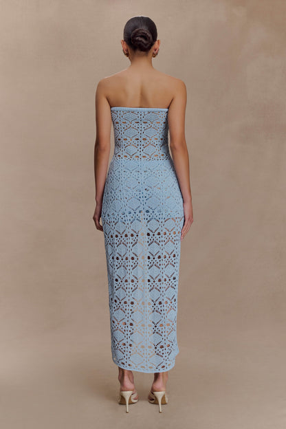 Top en crochet sans bretelles Aeline - Bleu ciel