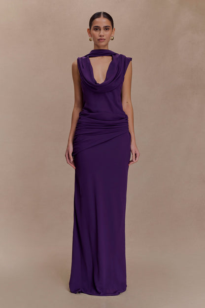Robe Maxi Giulia en Chiffon à Drapé - Violette