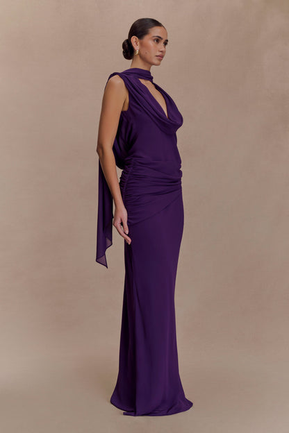 Robe Maxi Giulia en Chiffon à Drapé - Violette