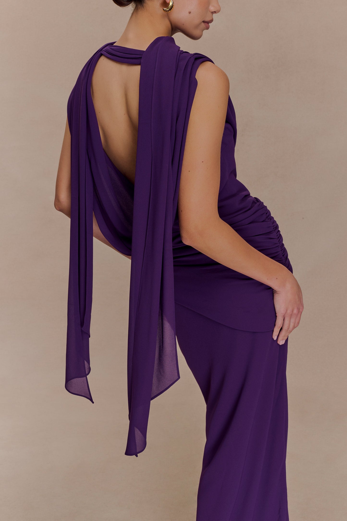 Robe Maxi Giulia en Chiffon à Drapé - Violette