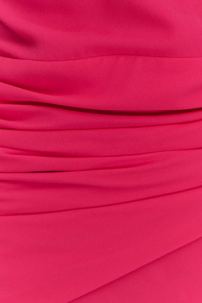 Mini-robe Giulia en mousseline de soie à drapé - Framboise