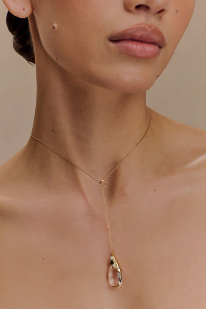 Collier avec pendentif en forme de goutte d'eau Augusta - Or