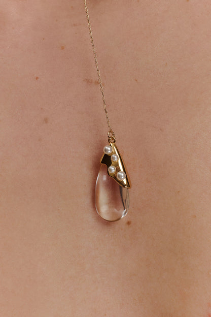 Collier avec pendentif en forme de goutte d'eau Augusta - Or