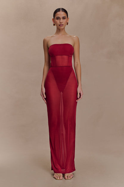 Body en maille sans bretelles Aoife - Framboise