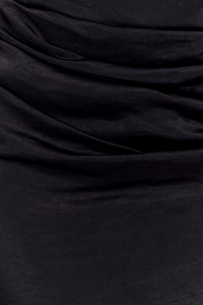 Robe Maxi Satin Dalia à épaules dénudées - Noir