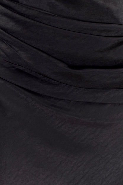 Jasmine Robe Maxi en Satin Sans Bretelles - Noir