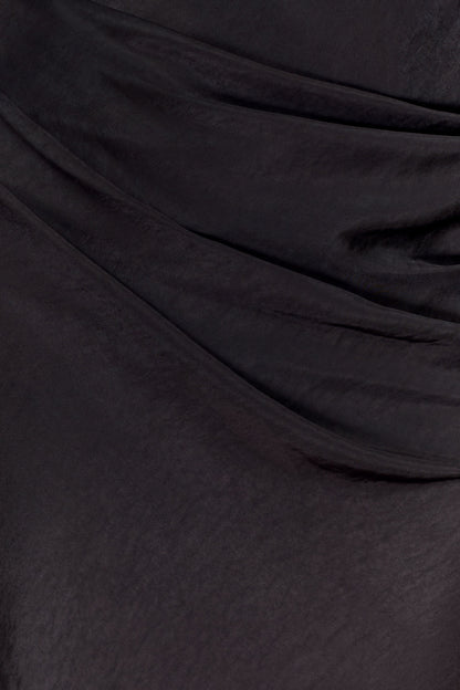 Robe Maxi Satin Iris à Manches Longues - Noire
