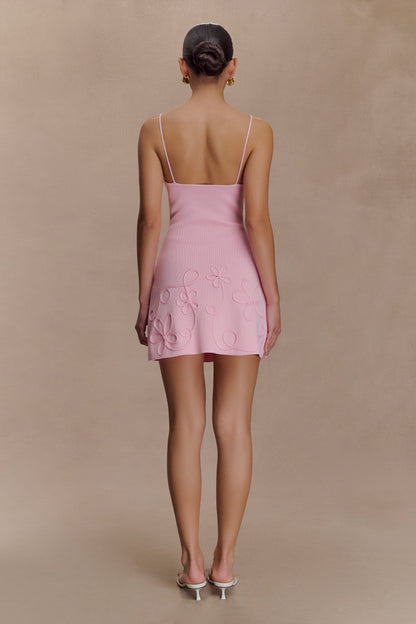 Mini-robe en tricot brodé Brullo - Rose bébé