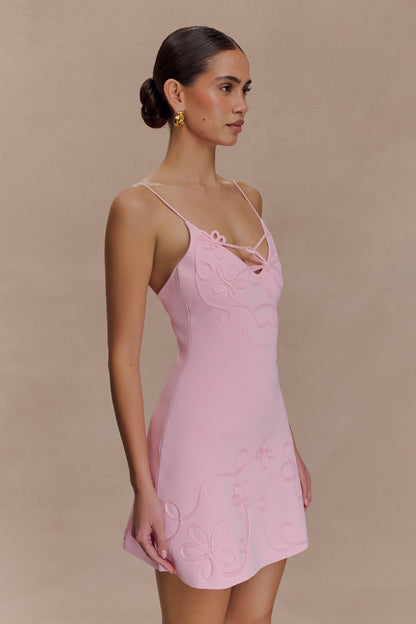 Mini-robe en tricot brodé Brullo - Rose bébé
